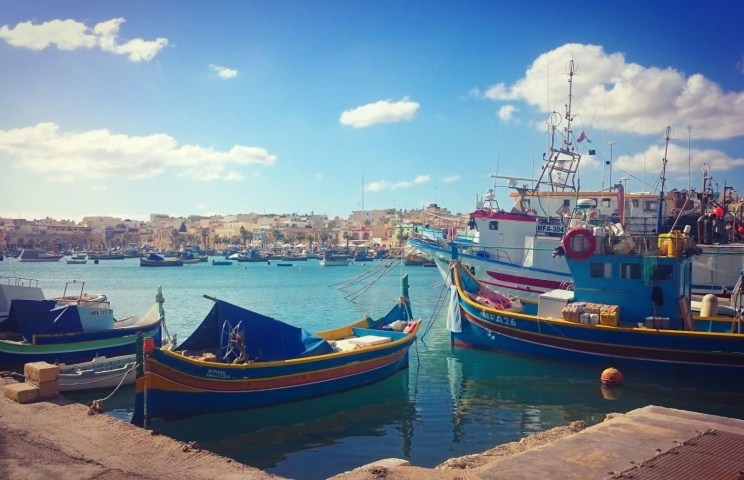 Hand painted boats in Marsaxlokk, South Malta