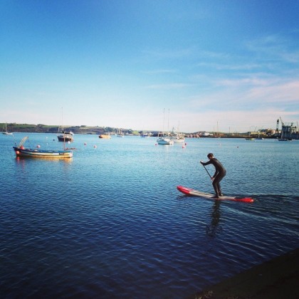 Paddle boarding in Falmouth Harbour, Cornwall